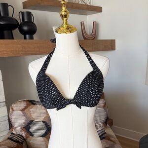 Polka Dot Black & White Bikini Top